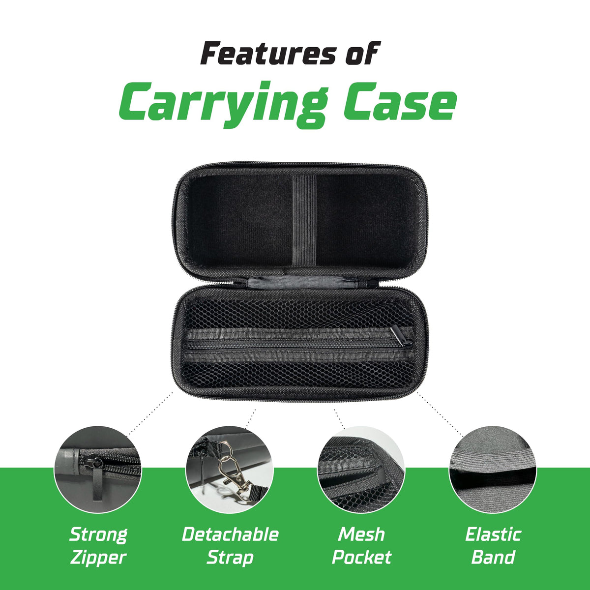 Airmoto Carrying Case mesh pocket stores connectors and accessories for quick access.