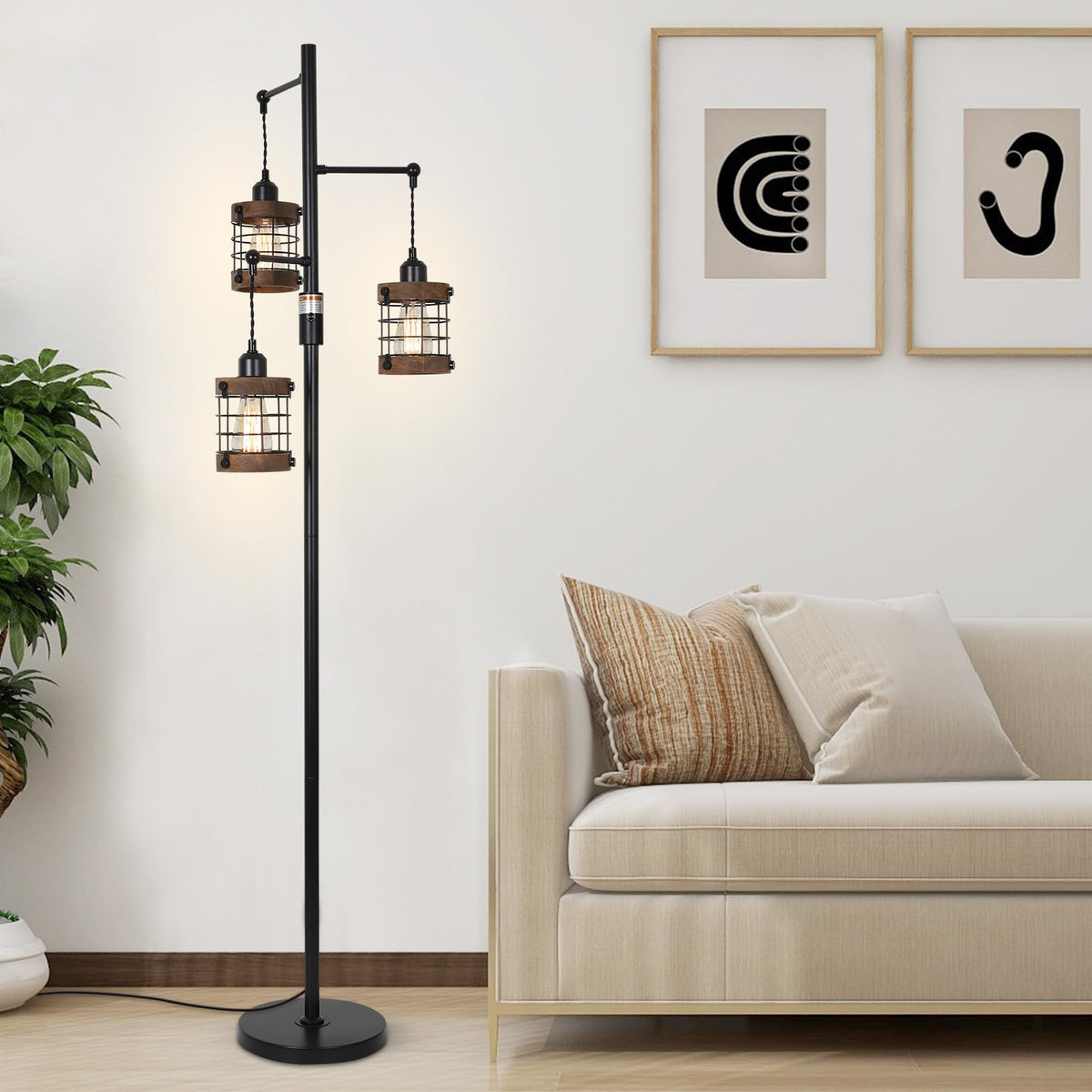 Airposta tall lamp provides warm ambient lighting for any room setup.