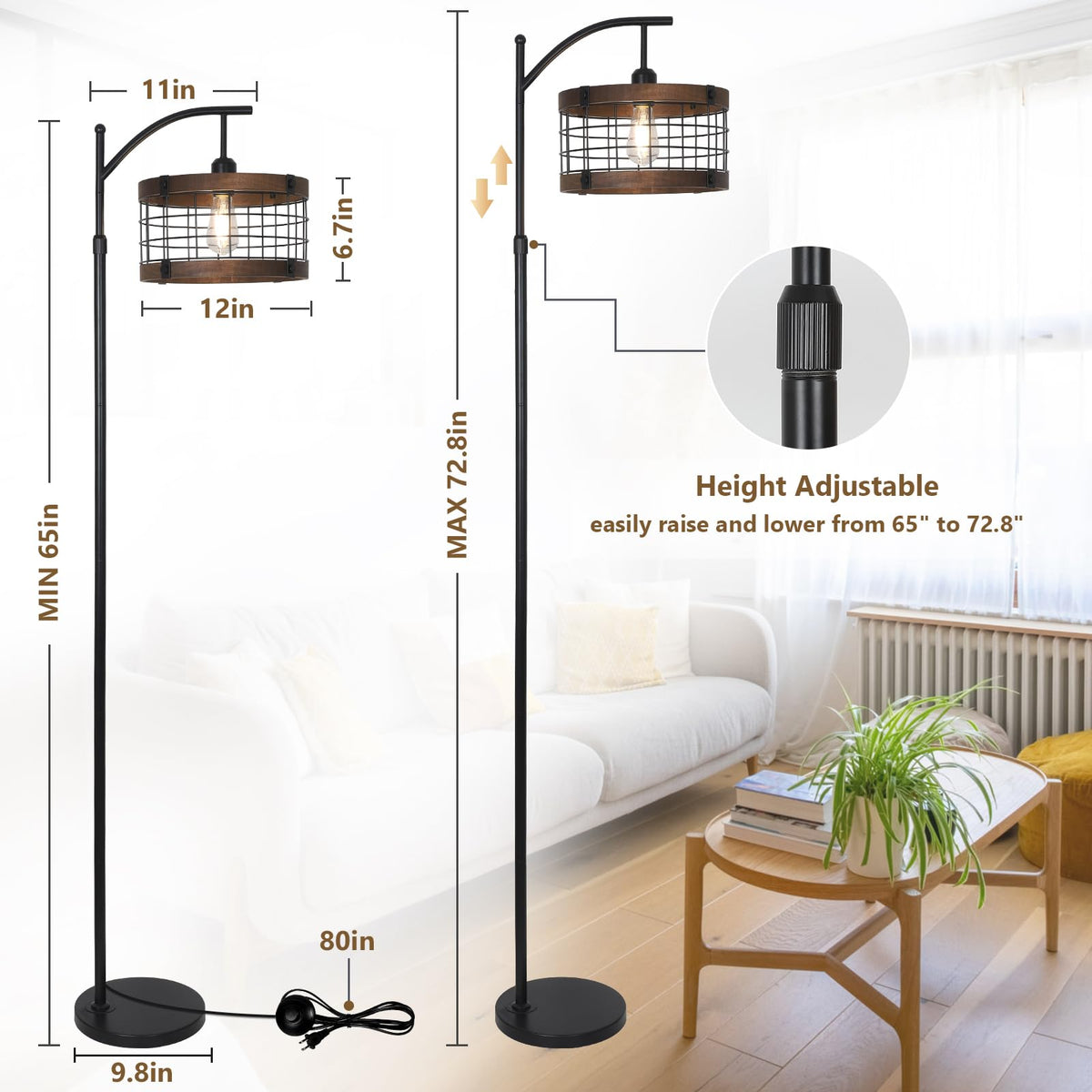 Airposta Arc Floor Lamp industrial black pole enhances modern spaces.
