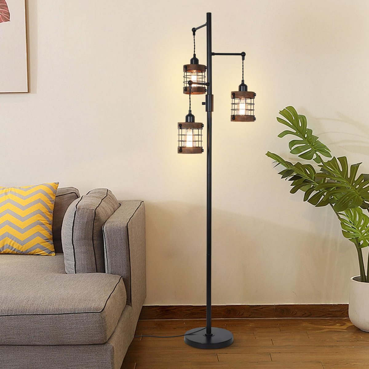 Airposta easy-assemble standing lamp with long cord for flexible placement.