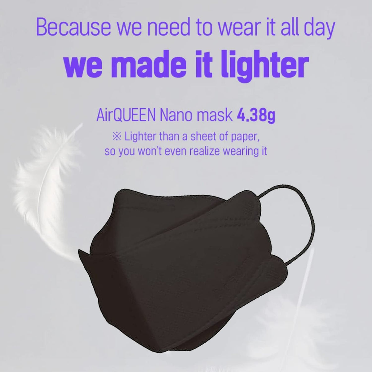 AirQueen adult-size mask with nose-bridge for secure fit.