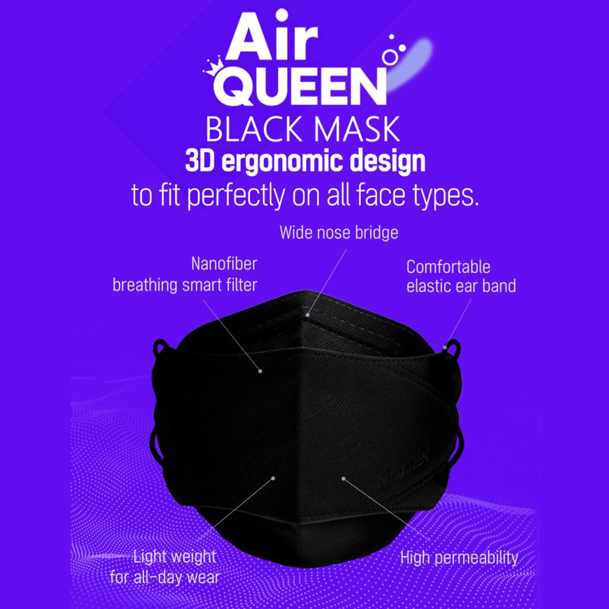 AirQueen reusable face mask supports everyday wear and easy care.