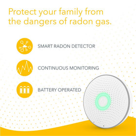 Airthings Wave Radon battery-powered placement frees wire-free monitoring.