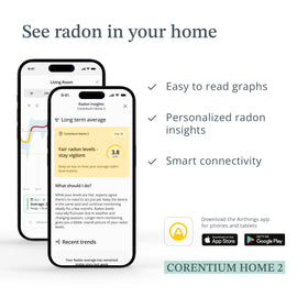Airthings 325 Corentium Home 2 app alerts for long-term environmental changes.