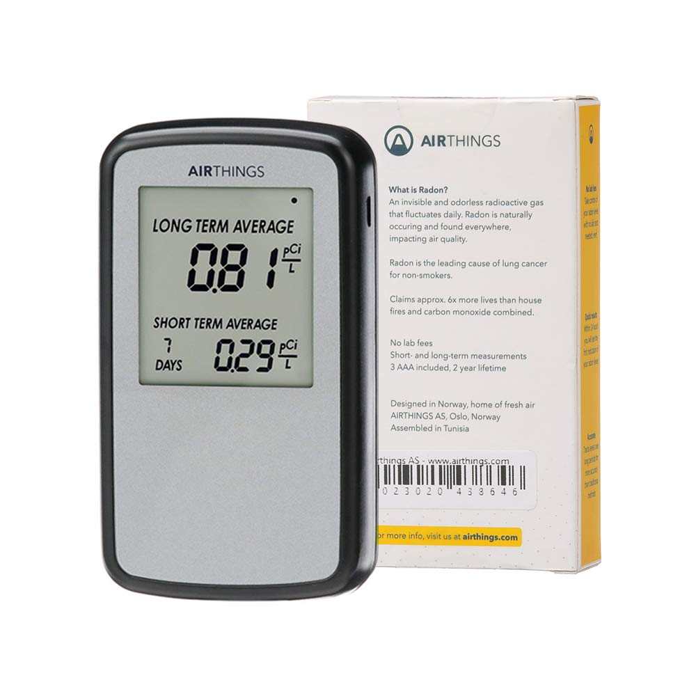 Airthings Corentium Home in-room use for quick radon checks.