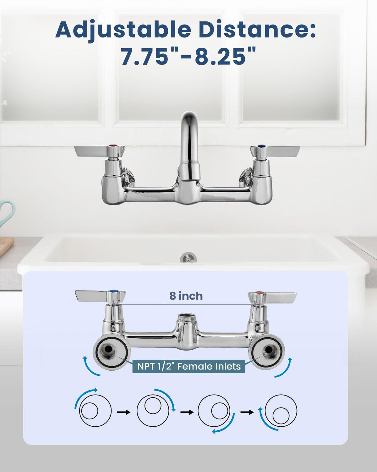 Airuida 360 degree swivel spout enabling flexible reach across sink