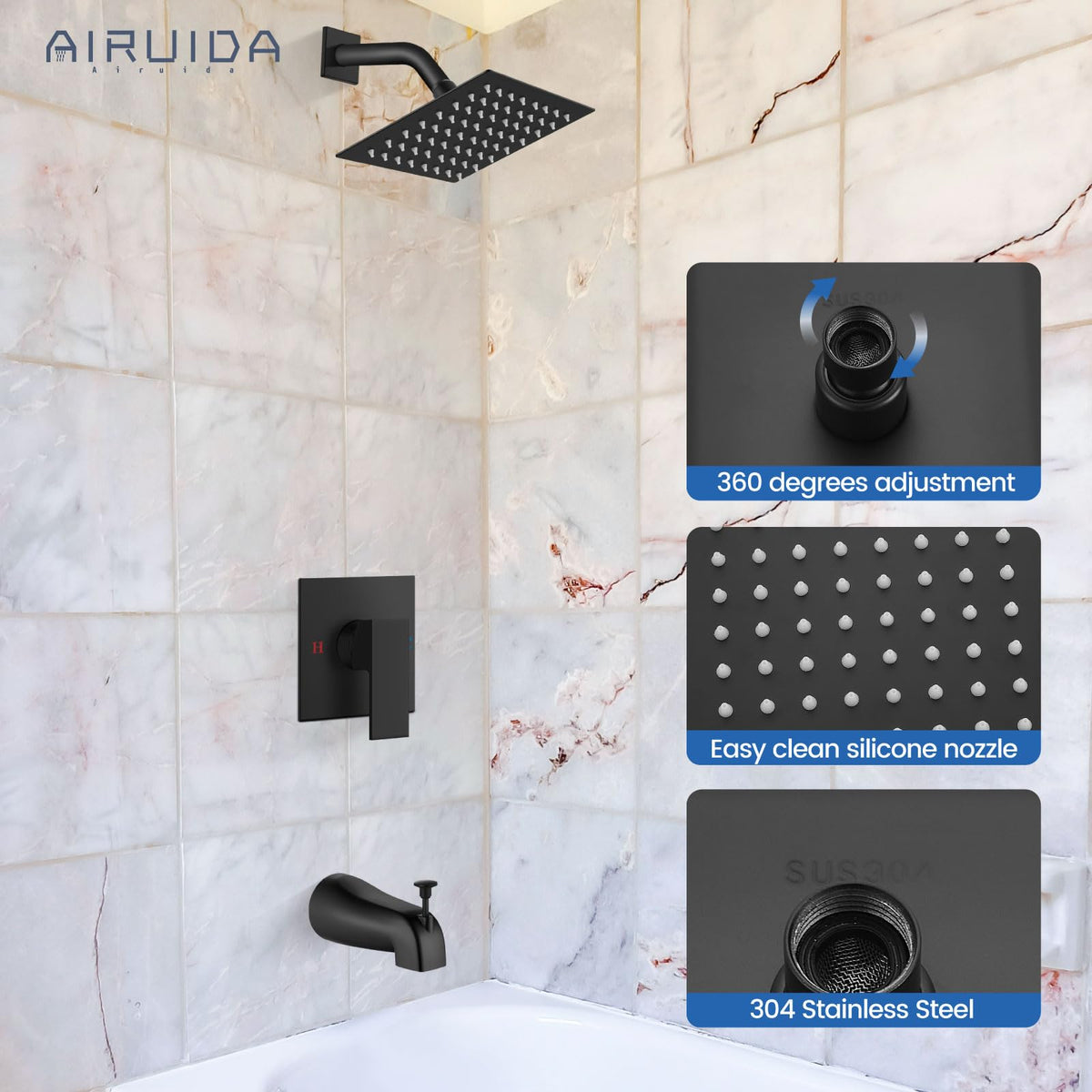 Airuida diverter enabling smooth tub/shower switching