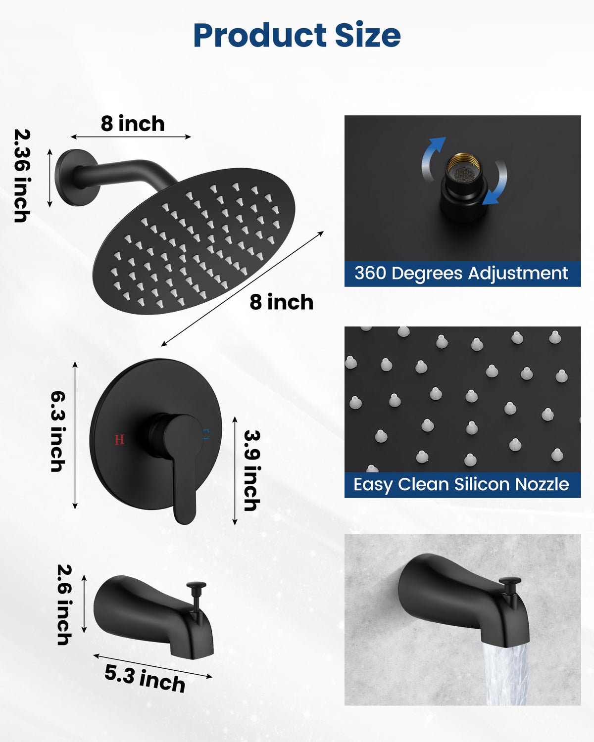 Airuida handle with diverter enables precise temperature and flow control.