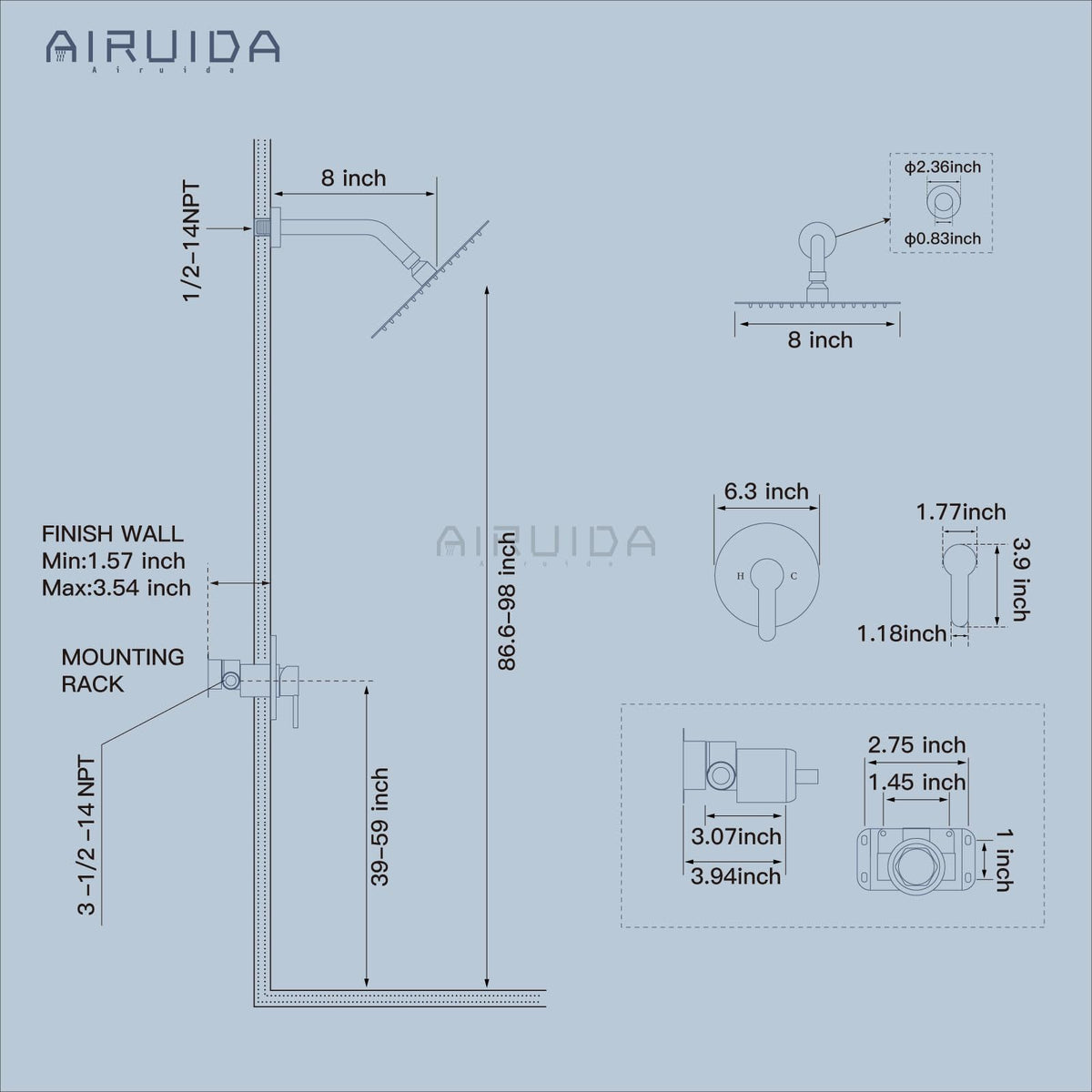 Airuida matte black finish resists fingerprints for easy maintenance.