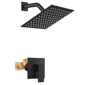 Airuida 8-inch square matte black rain head for a spa-like shower