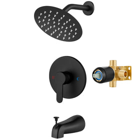 Airuida shower faucet set with a 6-inch round rainfall head for broad coverage.