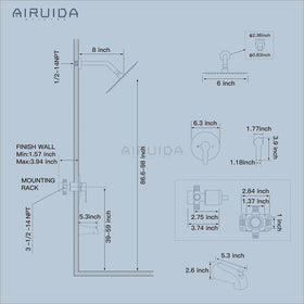 Airuida matte black trim adds sleek, modern bathroom style.
