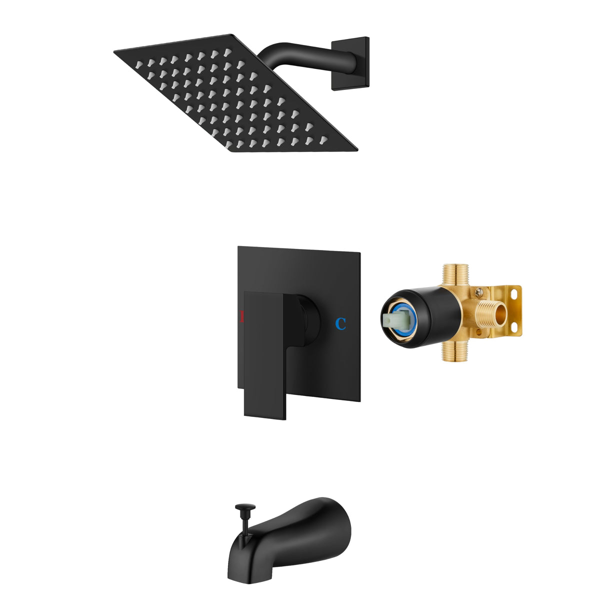 Airuida square rainfall showerhead with wide coverage for a refreshing shower