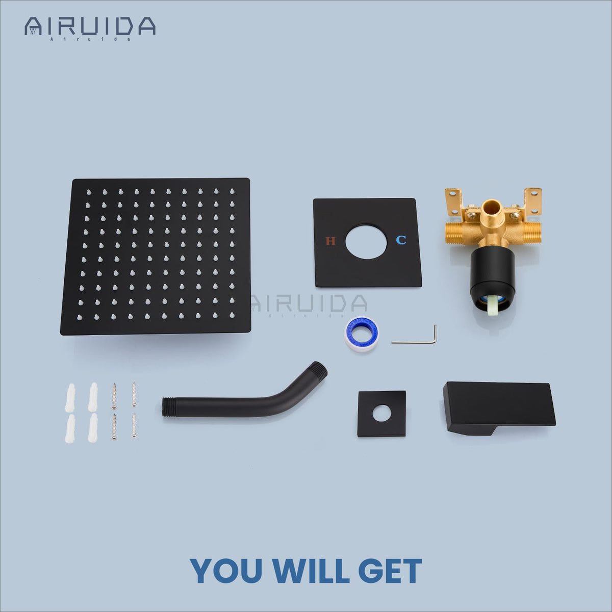 Airuida wall-arm bracket supports secure shower head positioning during use