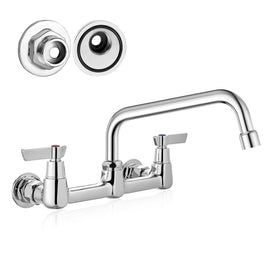 Airuida wall mount faucet with 8 inch swivel spout for full sink coverage