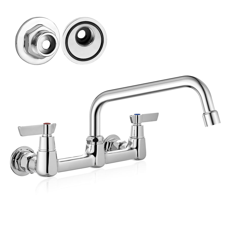 Airuida wall mount faucet with 8 inch swivel spout for full sink coverage