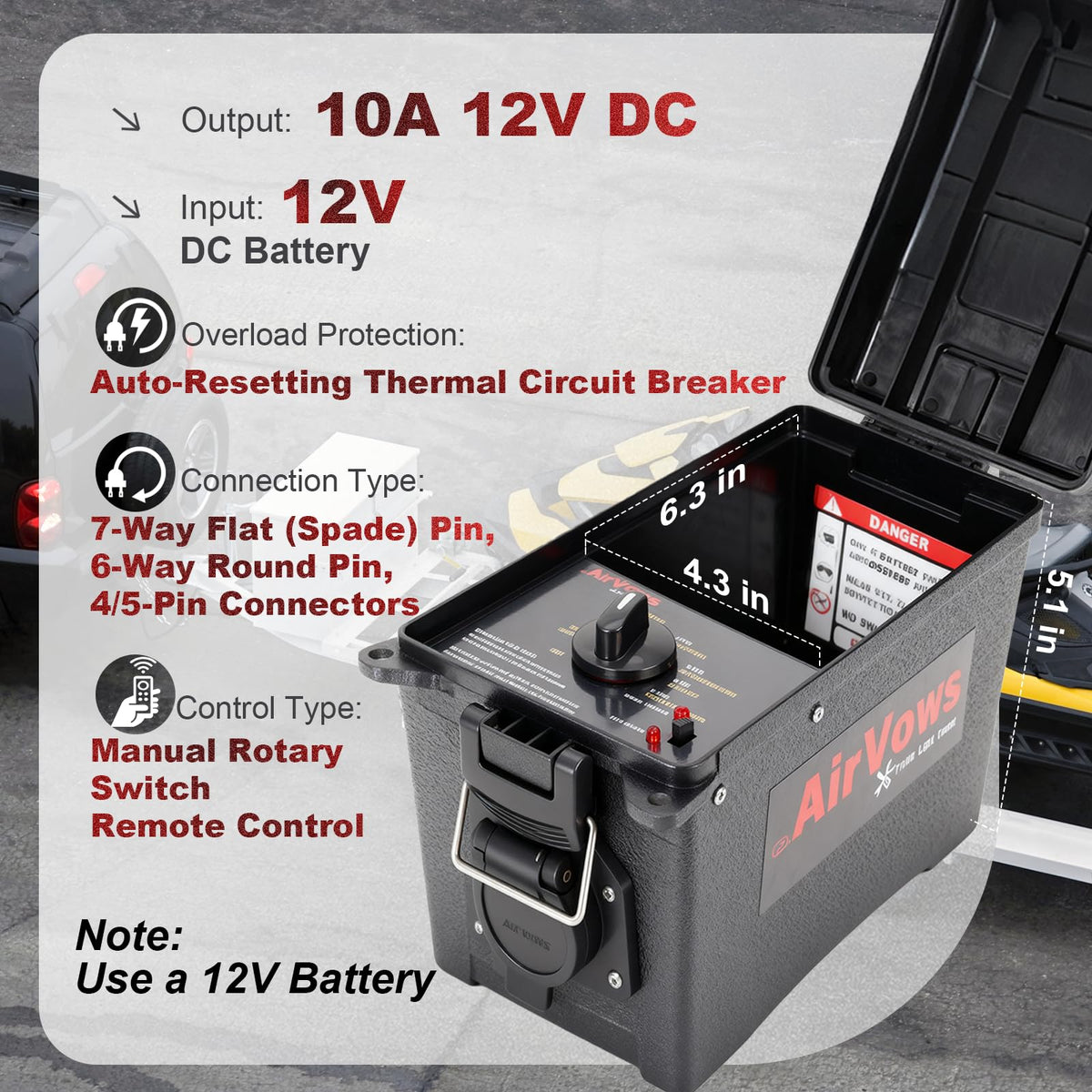 AirVows tester supports 4/5-pin connectors for diverse trailers