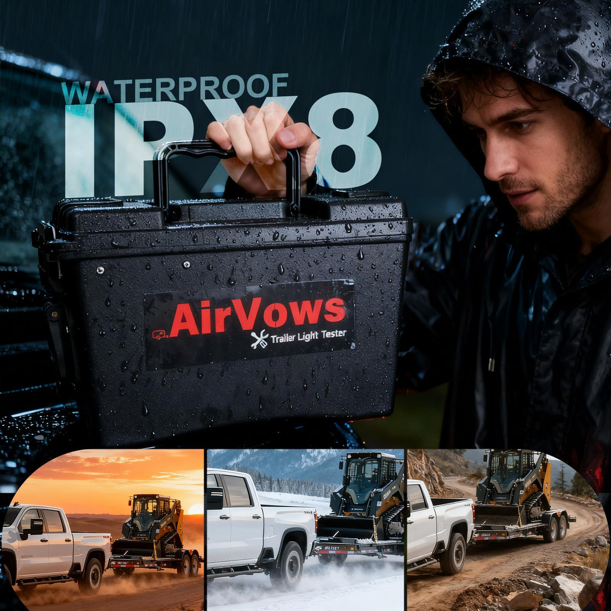 AirVows tester setup showing comprehensive trailer lighting verification