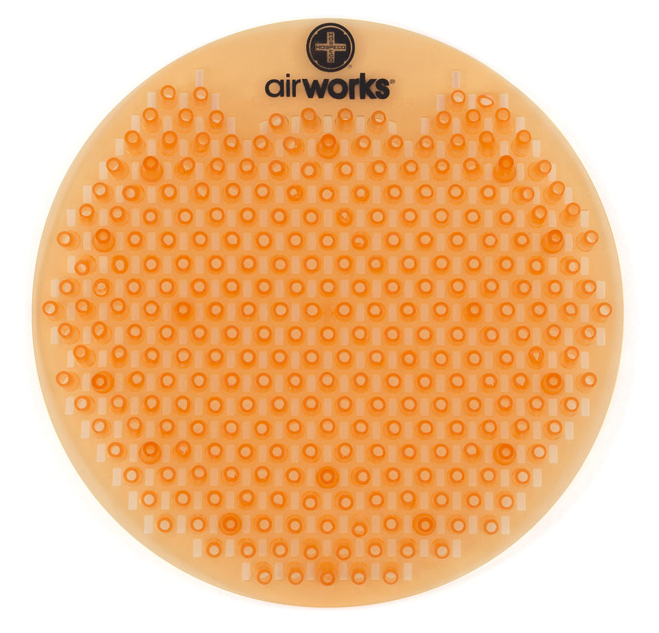 AirWorks Splash Free Urinal Screen Citrus Grove 8in x 6in in-pack10 demonstrates fresh citrus fragrance for odor control