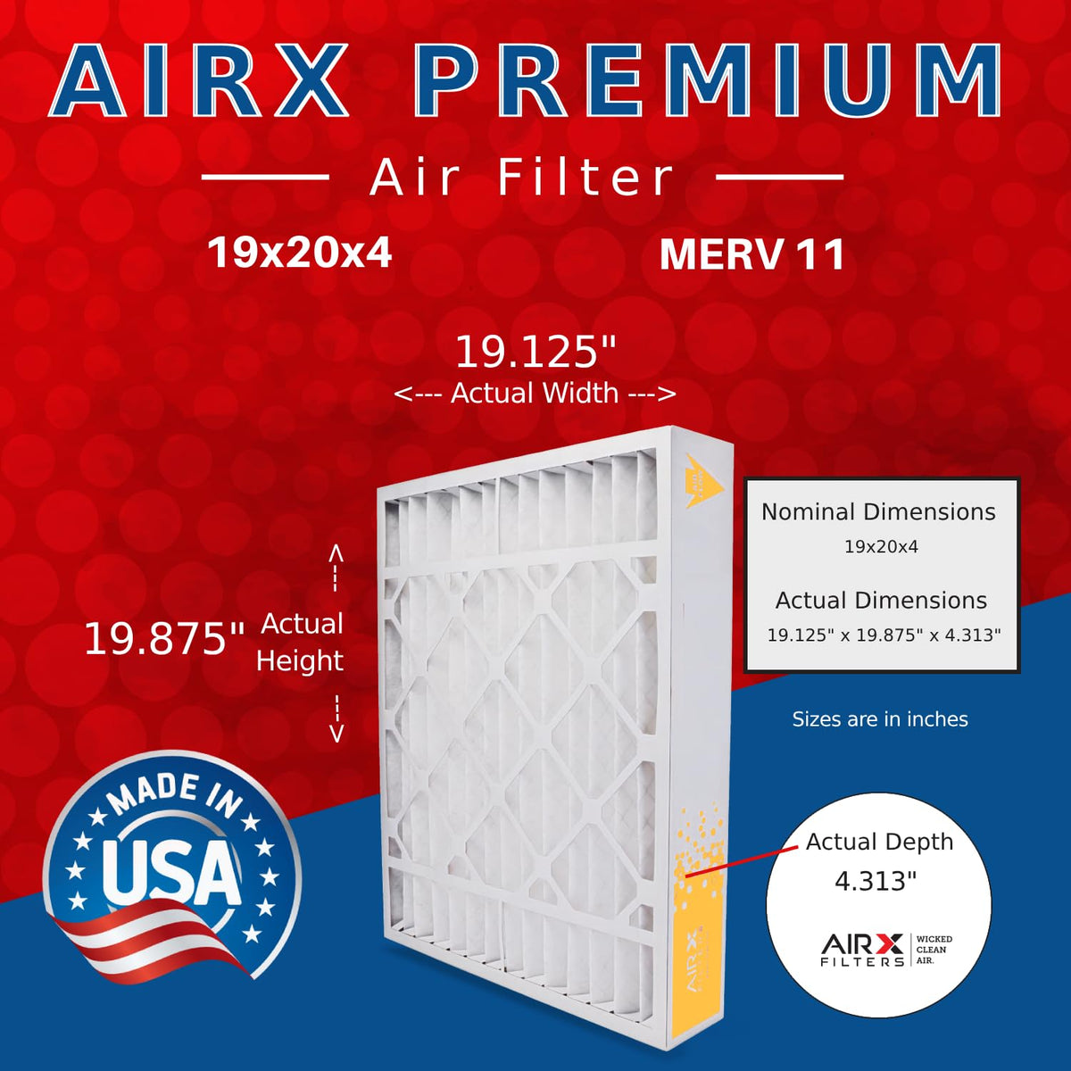 AIRx Filters Wicked Clean Air 19x20x4 package packaging shows direct Bryant Carrier replacement