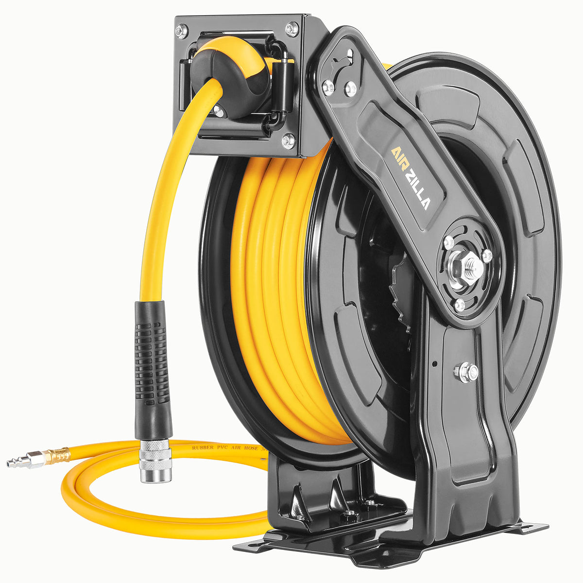 AirZilla premium steel retractable reel with dual arm for stable operation in workshops.