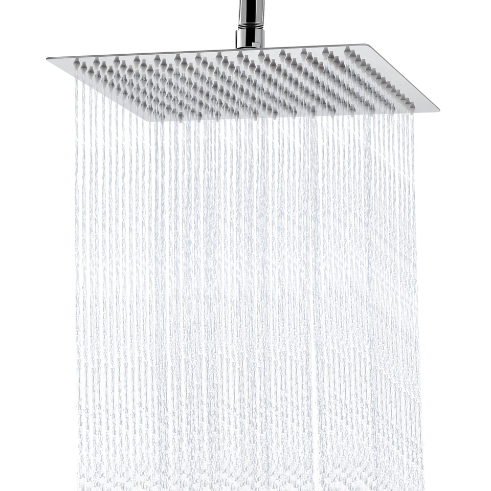 Aiscsc rain shower head 10-inch square delivers wide, even spray for full-body coverage.