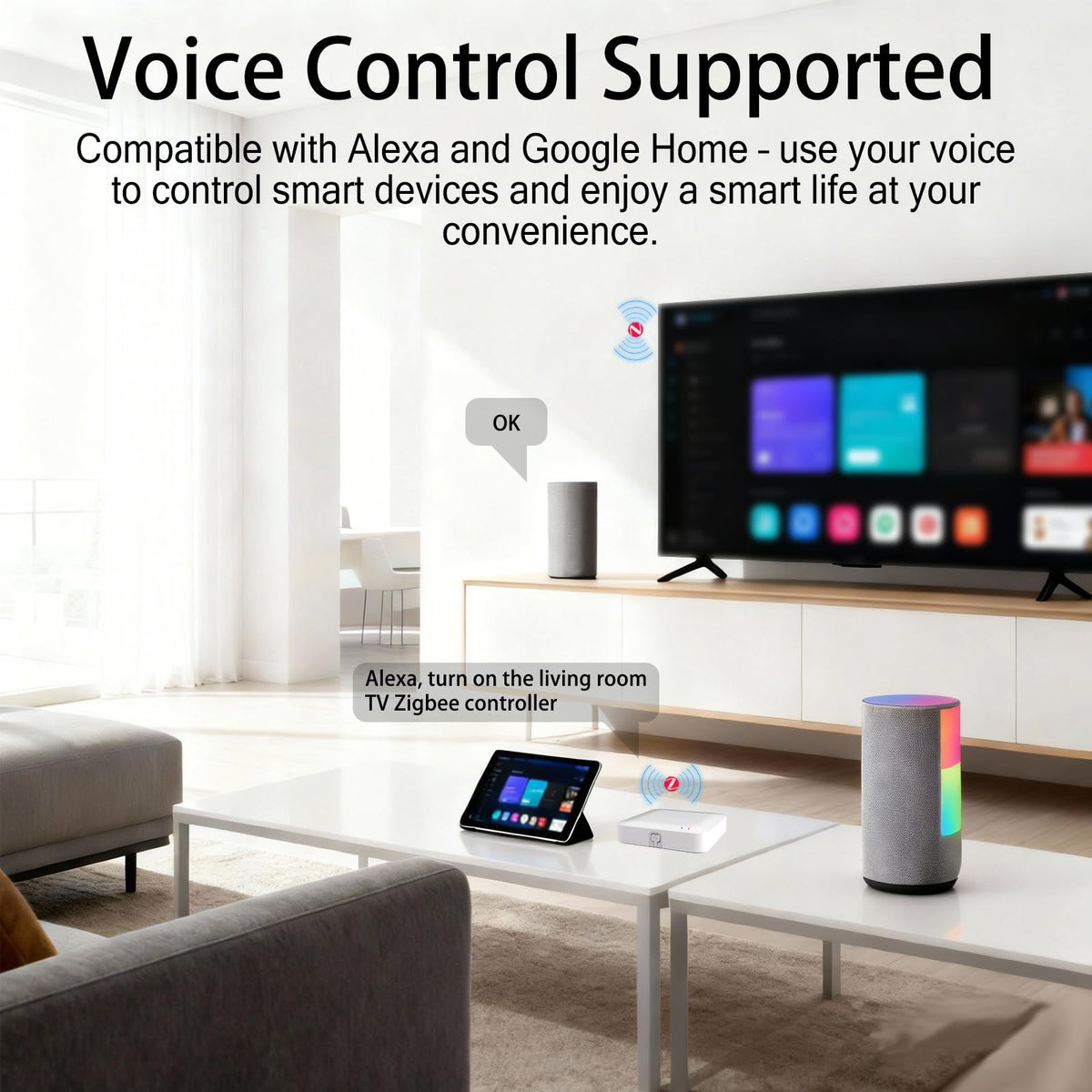 AiSeek Tuya ZigBee 3.0 Hub dual-mode supports ZigBee and Bluetooth for broader device reach.