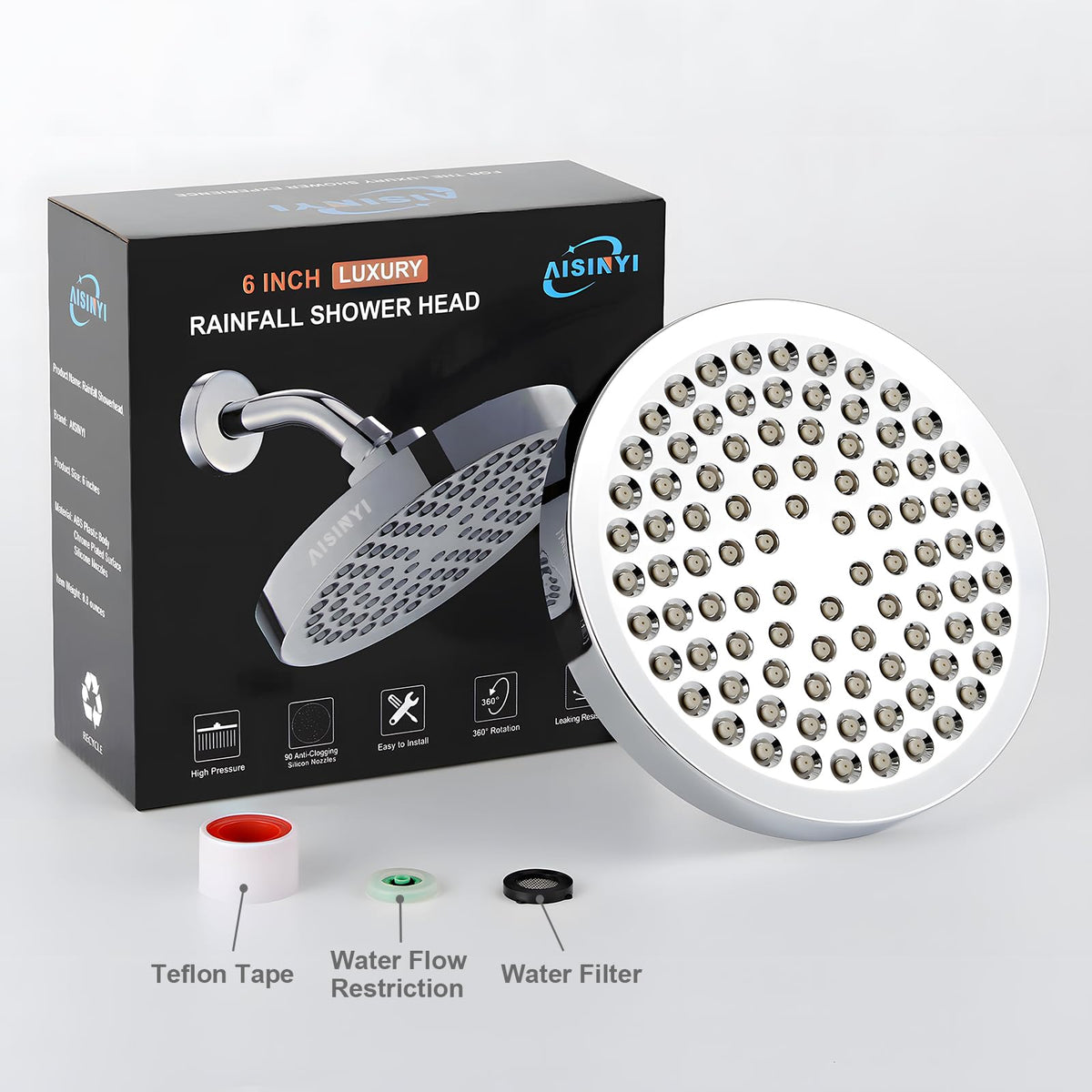 AISINYI anti-clog silicone nozzles resist mineral buildup for consistent spray.