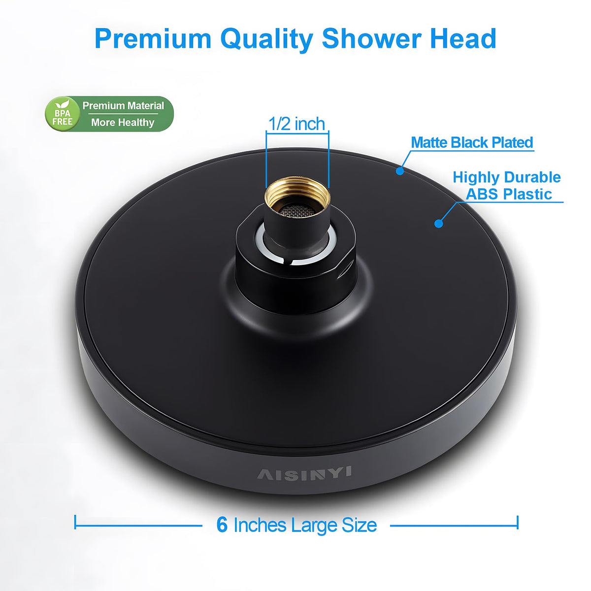 AISINYI easy installation with G1/2 thread and included plumbers tape simplifies setup.