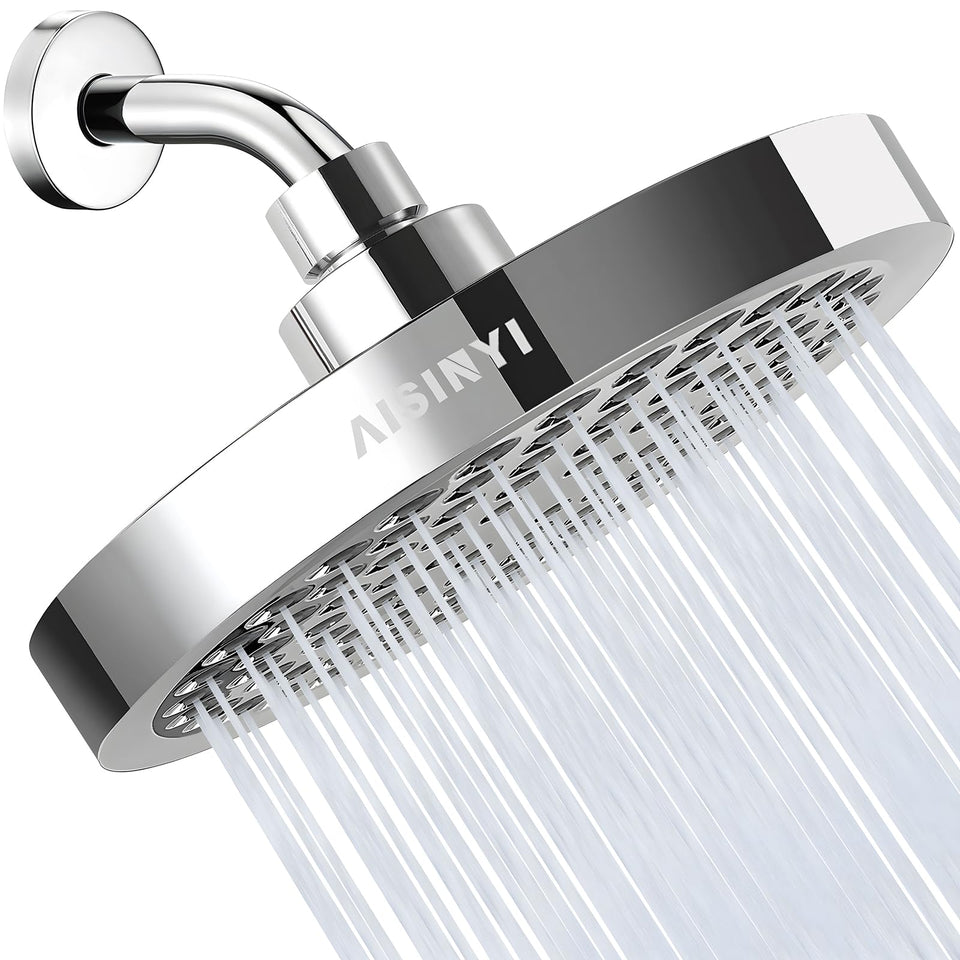 AISINYI high-pressure rainfall shower head face delivers spa-like flow and full coverage.