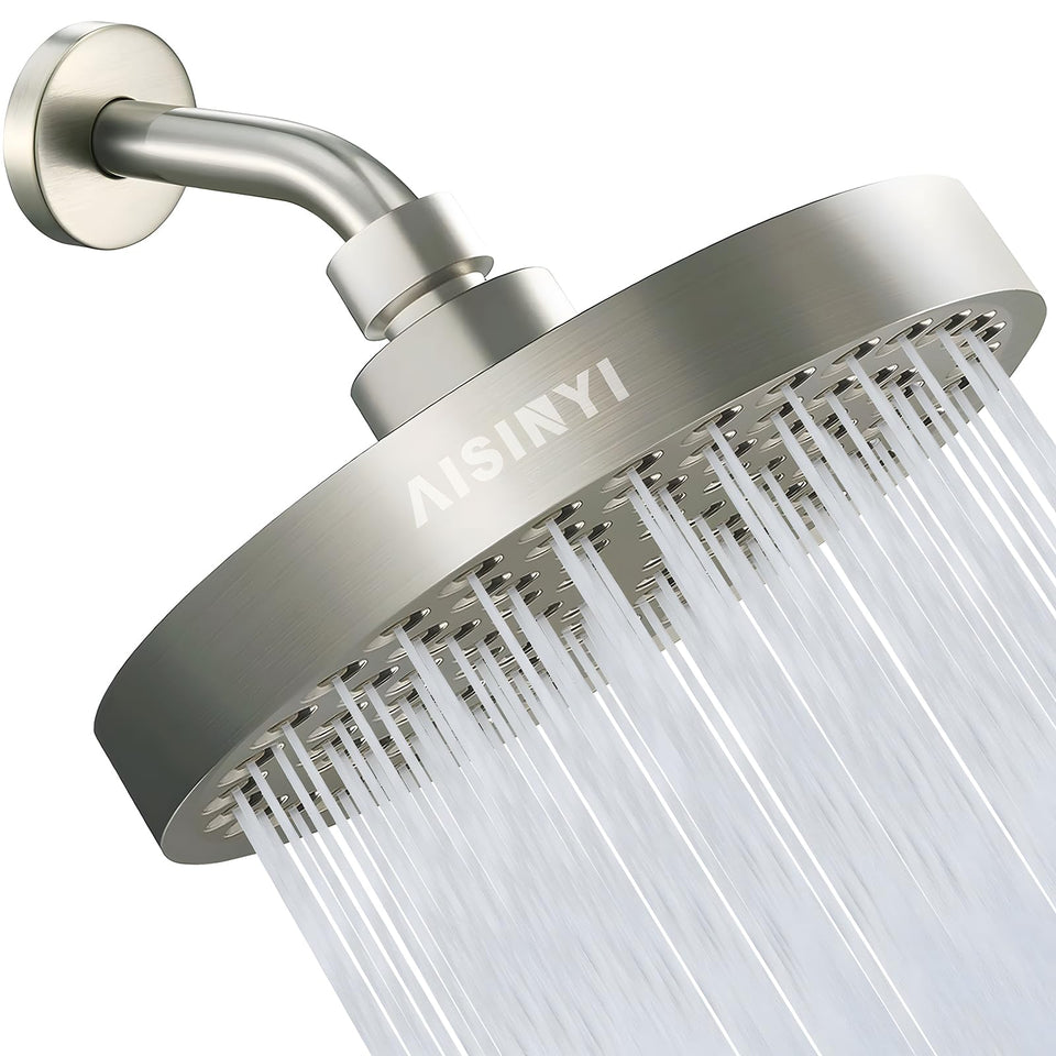 AISINYI high-pressure rainfall showerhead with 6-inch spray for spa-like showers