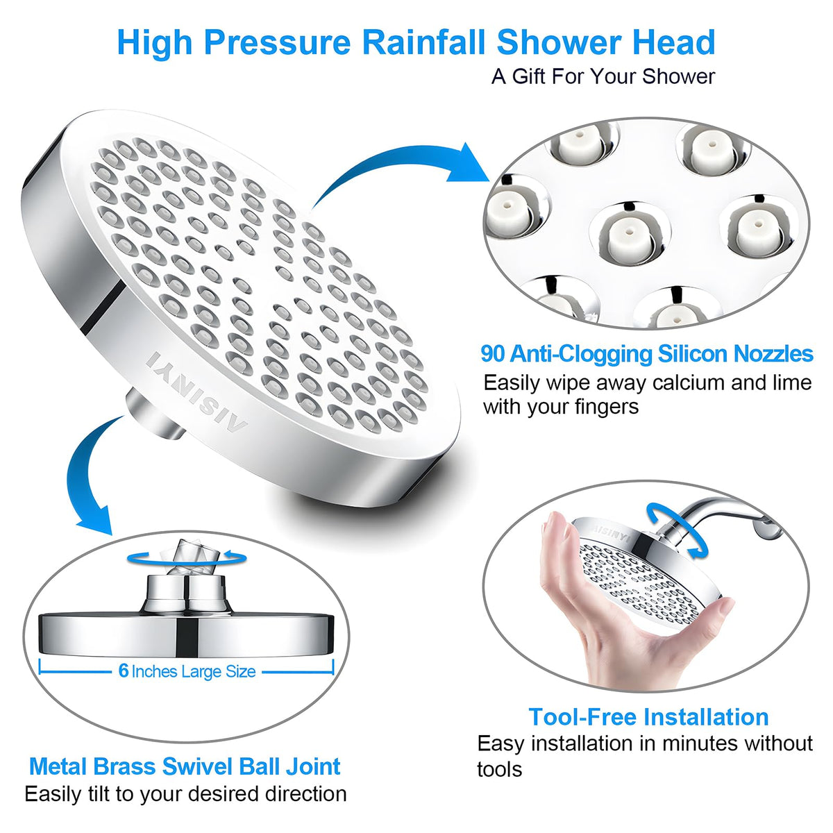 AISINYI removable water restrictor lets you tailor flow and water usage.