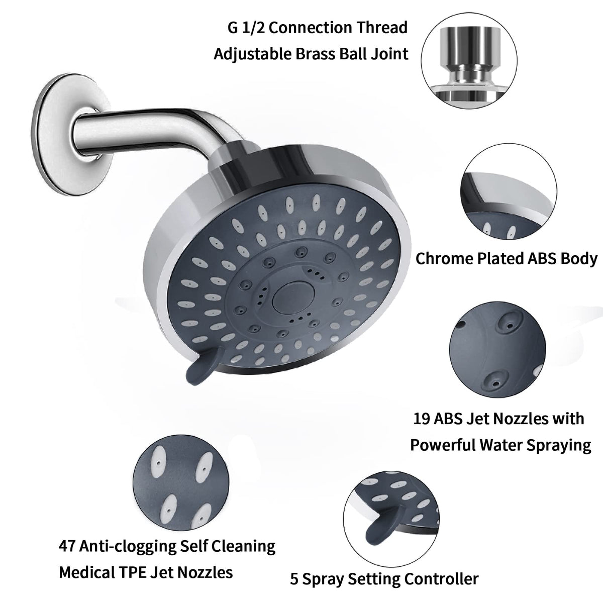 AISOSO high-pressure head delivers a powerful, consistent spray.