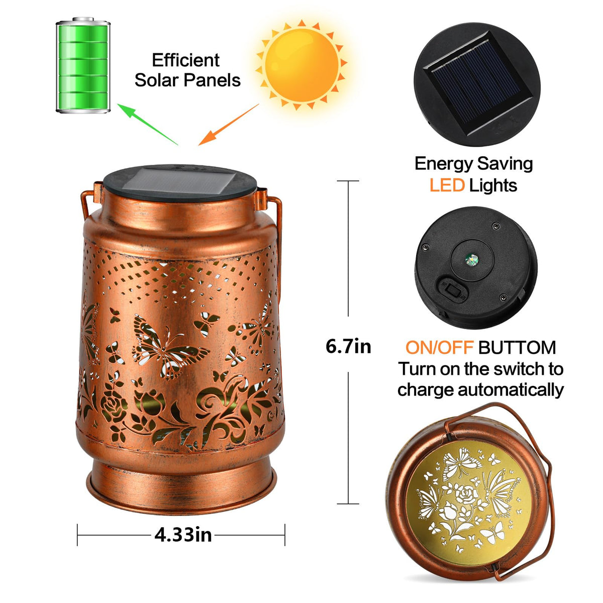 AITENISEN garden lantern emits warm gold glow for evenings outside