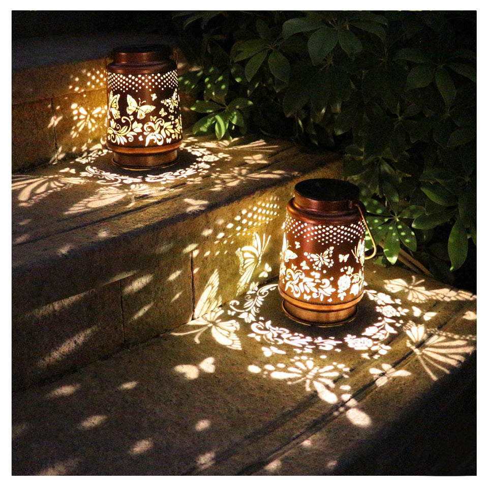 AITENISEN solar butterfly lanterns add a warm decorative glow to patios and gardens.