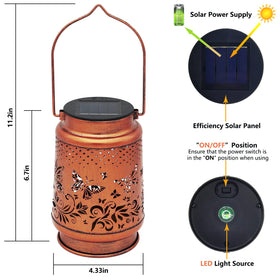 AITENISEN retro metal lanterns showcase graceful butterfly patterns after sunset.