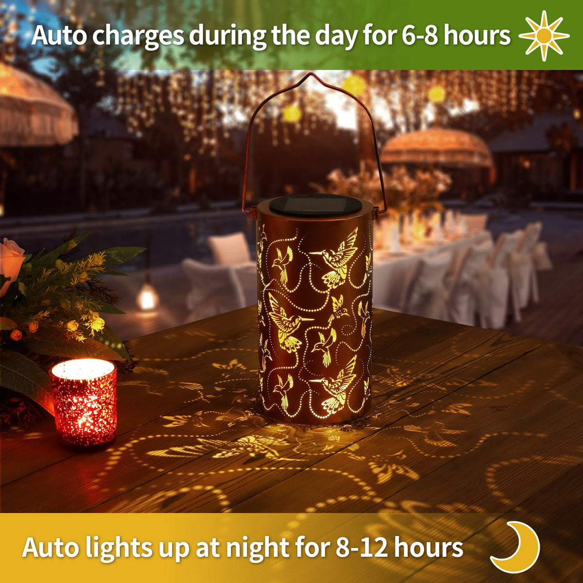 AITENISEN solar lantern waterproof outdoor light for rainy days.
