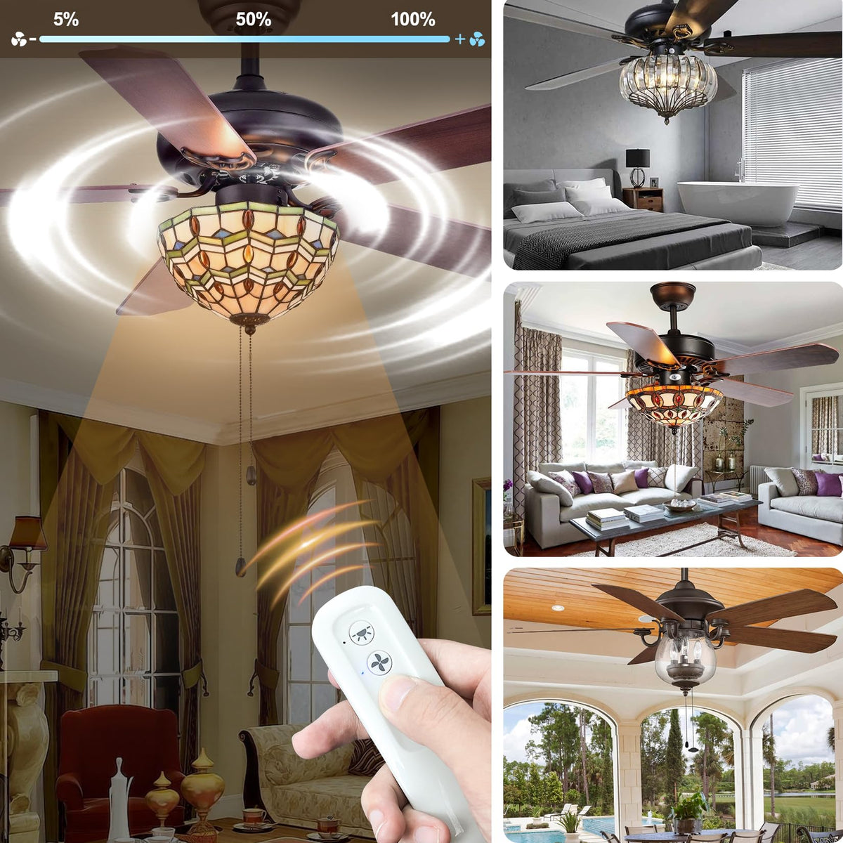 Dove gray finish of the Aituzero remote complements modern ceiling fans