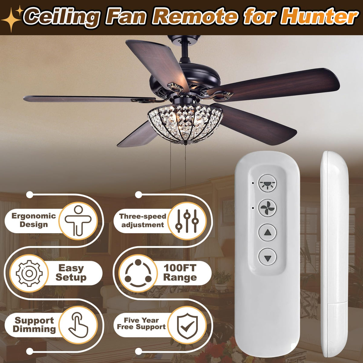 Aituzero 99813 remote offering three-speed fan control for Hunter fans