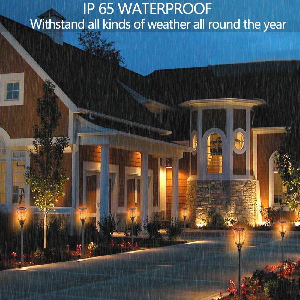 Aityvert four-pack torches enhance patios and walkways with flameless glow.