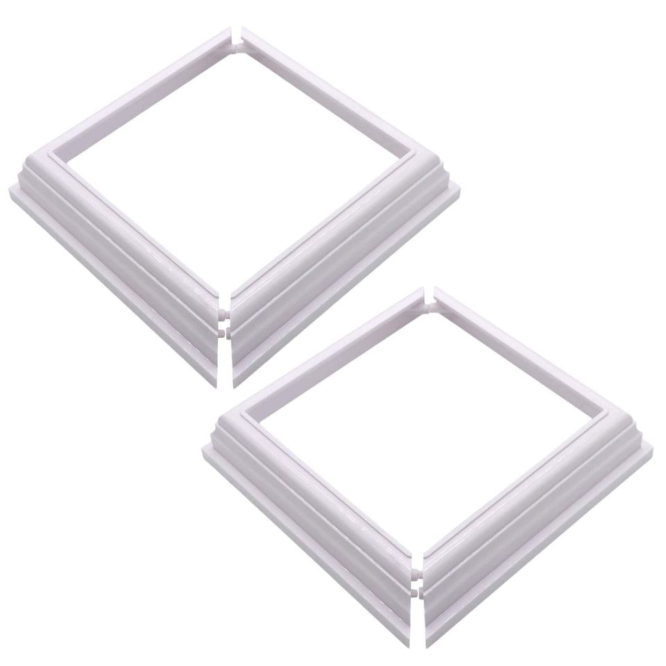 Aiwaiufu true 4x4 post skirt in white provides a durable, clean surround for vinyl posts.