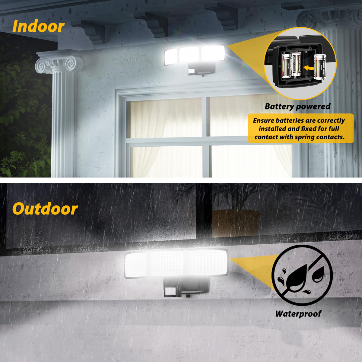AIXPI IP65 waterproof design withstands rain and snow for lasting durability.