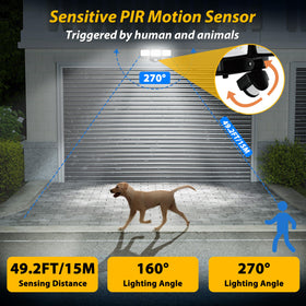 AIXPI motion light with wide 160-degree detection covers broad outdoor area.