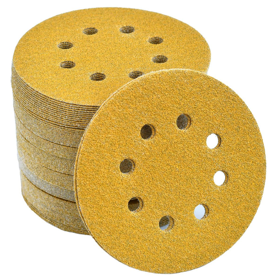 Aiyard 5-inch 60-grit 8-hole dust-disc for cleaner sanding on wood and metal.