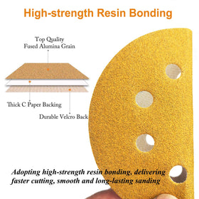 Aiyard 5-inch 60-grit hook-loop sanding disc with quick attachment.