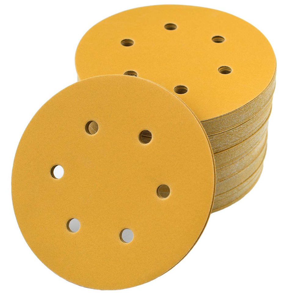 Aiyard 6-inch 320-grit sanding discs box for auto and woodworking projects.