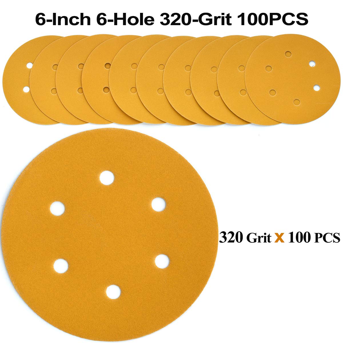 Close-up of Aiyard 320-grit disc showing fused aluminum oxide durability.