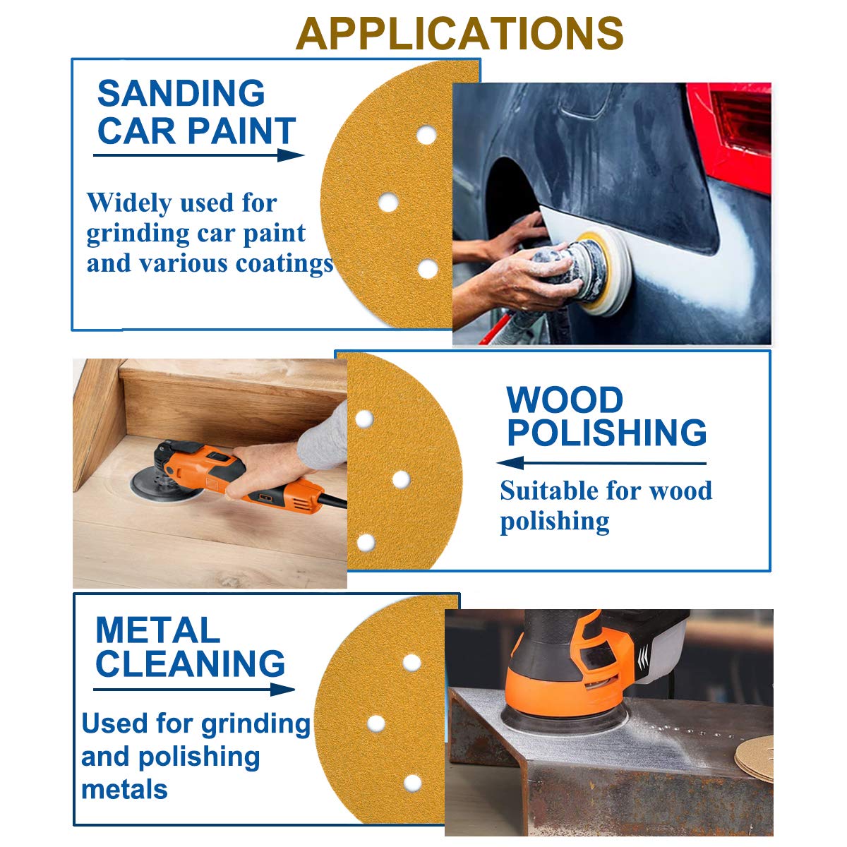 Aiyard sanding disc compatible with most 6-inch random orbit sanders