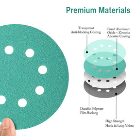 Aiyard velcro-backed 5-inch disc enables quick changes and secure grip.