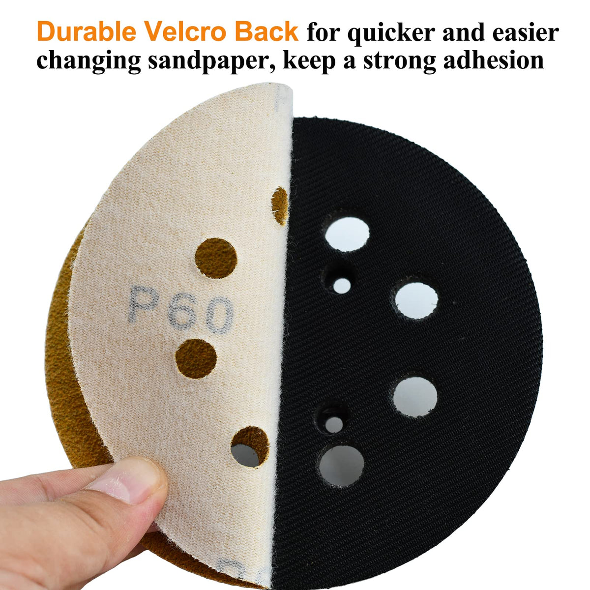 Aiyard 5-inch 60-grit disc with dust holes improves debris control.